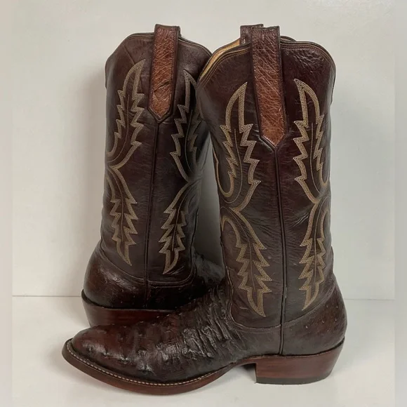 Rios Of Mercedes Tobacco Brown Ostrich Cowboy Boots Men’s 8.5 B | Women’s 9.5 - Picture 9 of 16